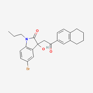 molecular formula C23H24BrNO3 B4175243 5-bromo-3-hydroxy-3-[2-oxo-2-(5,6,7,8-tetrahydro-2-naphthalenyl)ethyl]-1-propyl-1,3-dihydro-2H-indol-2-one 