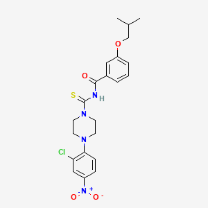 molecular formula C22H25ClN4O4S B4175262 N-{[4-(2-chloro-4-nitrophenyl)-1-piperazinyl]carbonothioyl}-3-isobutoxybenzamide 
