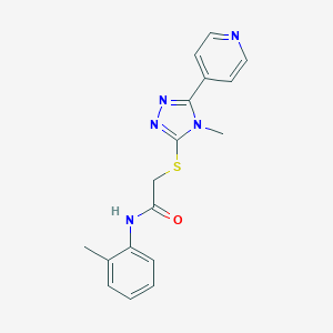 molecular formula C17H17N5OS B417529 N-(2-methylphenyl)-2-{[4-methyl-5-(4-pyridinyl)-4H-1,2,4-triazol-3-yl]sulfanyl}acetamide 