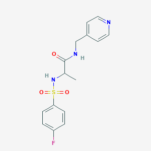 molecular formula C15H16FN3O3S B4175333 N~2~-[(4-fluorophenyl)sulfonyl]-N~1~-(4-pyridinylmethyl)alaninamide 