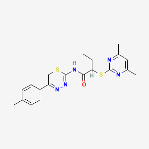 molecular formula C20H23N5OS2 B4175335 2-[(4,6-dimethyl-2-pyrimidinyl)thio]-N-[5-(4-methylphenyl)-6H-1,3,4-thiadiazin-2-yl]butanamide 