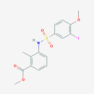 molecular formula C16H16INO5S B4175341 methyl 3-{[(3-iodo-4-methoxyphenyl)sulfonyl]amino}-2-methylbenzoate 