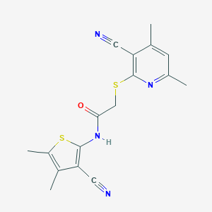 2-[(3-cyano-4,6-dimethyl-2-pyridinyl)sulfanyl]-N-(3-cyano-4,5-dimethyl-2-thienyl)acetamide