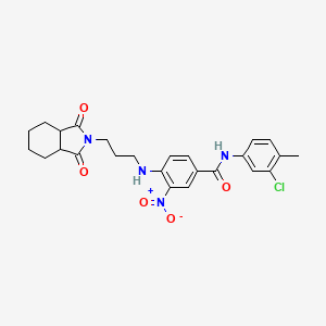 N-(3-chloro-4-methylphenyl)-4-{[3-(1,3-dioxooctahydro-2H-isoindol-2-yl)propyl]amino}-3-nitrobenzamide