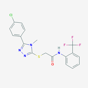 molecular formula C18H14ClF3N4OS B417540 2-{[5-(4-chlorophenyl)-4-methyl-4H-1,2,4-triazol-3-yl]sulfanyl}-N-[2-(trifluoromethyl)phenyl]acetamide 