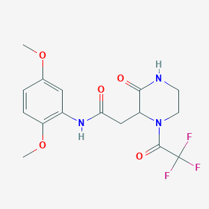 molecular formula C16H18F3N3O5 B4175400 N-(2,5-dimethoxyphenyl)-2-[3-oxo-1-(trifluoroacetyl)-2-piperazinyl]acetamide 