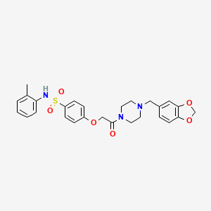 molecular formula C27H29N3O6S B4175405 4-{2-[4-(1,3-benzodioxol-5-ylmethyl)-1-piperazinyl]-2-oxoethoxy}-N-(2-methylphenyl)benzenesulfonamide 