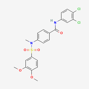 molecular formula C22H20Cl2N2O5S B4175411 N-(3,4-dichlorophenyl)-4-[[(3,4-dimethoxyphenyl)sulfonyl](methyl)amino]benzamide 