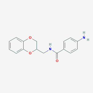 molecular formula C16H16N2O3 B4175412 4-amino-N-(2,3-dihydro-1,4-benzodioxin-2-ylmethyl)benzamide 
