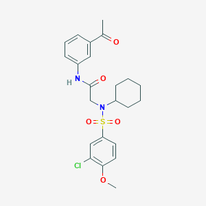 molecular formula C23H27ClN2O5S B4175423 N~1~-(3-acetylphenyl)-N~2~-[(3-chloro-4-methoxyphenyl)sulfonyl]-N~2~-cyclohexylglycinamide 