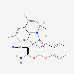 molecular formula C27H21N3O4 B4175426 2-amino-4',4',6',8'-tetramethyl-2',5-dioxo-4'H,5H-spiro[pyrano[2,3-b]chromene-4,1'-pyrrolo[3,2,1-ij]quinoline]-3-carbonitrile 