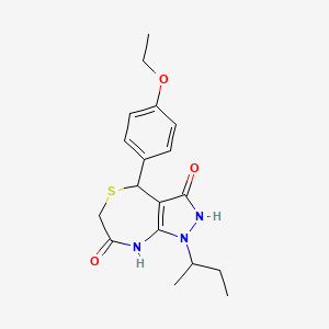 molecular formula C18H23N3O3S B4175433 1-sec-butyl-4-(4-ethoxyphenyl)-3-hydroxy-4,8-dihydro-1H-pyrazolo[3,4-e][1,4]thiazepin-7(6H)-one 
