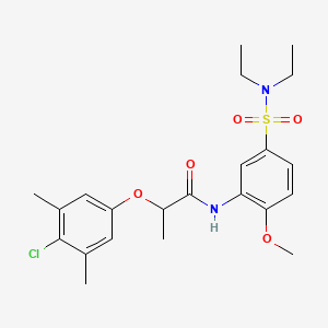molecular formula C22H29ClN2O5S B4175435 2-(4-chloro-3,5-dimethylphenoxy)-N-{5-[(diethylamino)sulfonyl]-2-methoxyphenyl}propanamide 