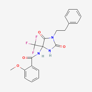 molecular formula C20H18F3N3O4 B4175437 N-[2,5-dioxo-1-(2-phenylethyl)-4-(trifluoromethyl)-4-imidazolidinyl]-2-methoxybenzamide 