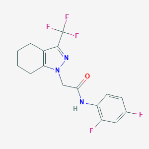 molecular formula C16H14F5N3O B417544 N-(2,4-difluorophenyl)-2-[3-(trifluoromethyl)-4,5,6,7-tetrahydro-1H-indazol-1-yl]acetamide 