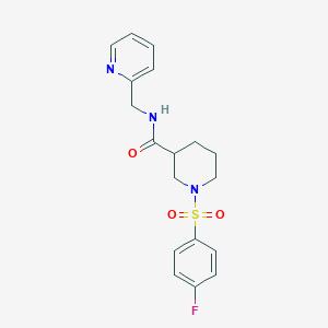 molecular formula C18H20FN3O3S B4175463 1-[(4-fluorophenyl)sulfonyl]-N-(2-pyridinylmethyl)-3-piperidinecarboxamide 