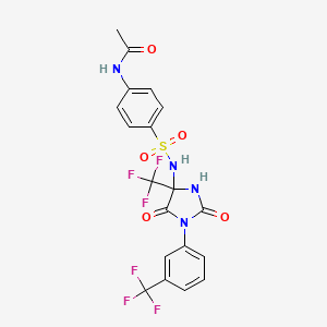 molecular formula C19H14F6N4O5S B4175465 N-{4-[({2,5-dioxo-4-(trifluoromethyl)-1-[3-(trifluoromethyl)phenyl]-4-imidazolidinyl}amino)sulfonyl]phenyl}acetamide 