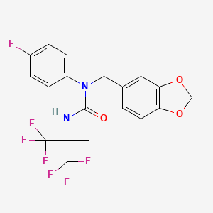 molecular formula C19H15F7N2O3 B4175473 N-(1,3-benzodioxol-5-ylmethyl)-N-(4-fluorophenyl)-N'-[2,2,2-trifluoro-1-methyl-1-(trifluoromethyl)ethyl]urea 