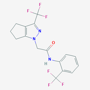 molecular formula C16H13F6N3O B417548 2-[3-(trifluoromethyl)-5,6-dihydrocyclopenta[c]pyrazol-1(4H)-yl]-N-[2-(trifluoromethyl)phenyl]acetamide 