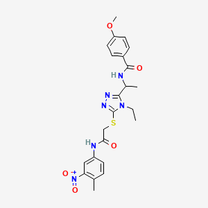 molecular formula C23H26N6O5S B4175490 N-{1-[4-ethyl-5-({2-[(4-methyl-3-nitrophenyl)amino]-2-oxoethyl}thio)-4H-1,2,4-triazol-3-yl]ethyl}-4-methoxybenzamide 