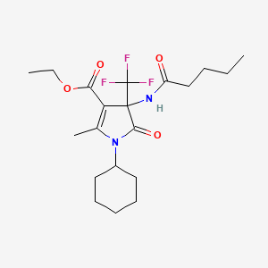 molecular formula C20H29F3N2O4 B4175498 ethyl 1-cyclohexyl-2-methyl-5-oxo-4-(pentanoylamino)-4-(trifluoromethyl)-4,5-dihydro-1H-pyrrole-3-carboxylate 