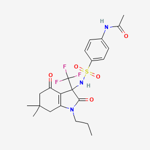 molecular formula C22H26F3N3O5S B4175502 N-[4-({[6,6-dimethyl-2,4-dioxo-1-propyl-3-(trifluoromethyl)-2,3,4,5,6,7-hexahydro-1H-indol-3-yl]amino}sulfonyl)phenyl]acetamide 