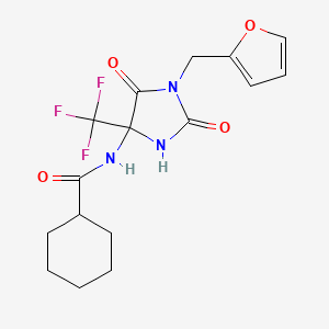 molecular formula C16H18F3N3O4 B4175534 N-[1-(2-furylmethyl)-2,5-dioxo-4-(trifluoromethyl)-4-imidazolidinyl]cyclohexanecarboxamide 