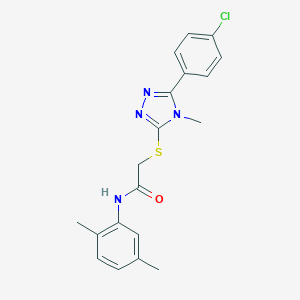 molecular formula C19H19ClN4OS B417555 2-{[5-(4-chlorophenyl)-4-methyl-4H-1,2,4-triazol-3-yl]sulfanyl}-N-(2,5-dimethylphenyl)acetamide 