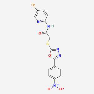 molecular formula C15H10BrN5O4S B4175560 N-(5-bromo-2-pyridinyl)-2-{[5-(4-nitrophenyl)-1,3,4-oxadiazol-2-yl]thio}acetamide 