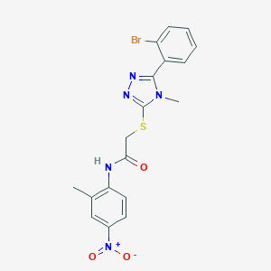 molecular formula C18H16BrN5O3S B417557 2-{[5-(2-bromophenyl)-4-methyl-4H-1,2,4-triazol-3-yl]sulfanyl}-N-{4-nitro-2-methylphenyl}acetamide 