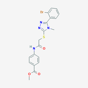 molecular formula C19H17BrN4O3S B417558 methyl 4-[({[5-(2-bromophenyl)-4-methyl-4H-1,2,4-triazol-3-yl]sulfanyl}acetyl)amino]benzoate 