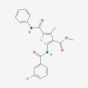molecular formula C21H17ClN2O4S B417559 Methyl 2-{[(3-chlorophenyl)carbonyl]amino}-4-methyl-5-[(phenylamino)carbonyl]thiophene-3-carboxylate 