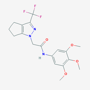 molecular formula C18H20F3N3O4 B417560 2-[3-(trifluoromethyl)-5,6-dihydrocyclopenta[c]pyrazol-1(4H)-yl]-N-(3,4,5-trimethoxyphenyl)acetamide 