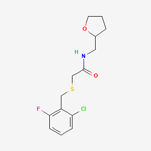 molecular formula C14H17ClFNO2S B4175603 2-[(2-chloro-6-fluorobenzyl)thio]-N-(tetrahydro-2-furanylmethyl)acetamide 