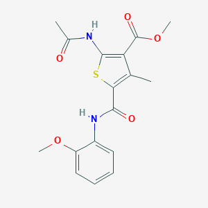 molecular formula C17H18N2O5S B417561 Methyl 2-(acetylamino)-5-[(2-methoxyanilino)carbonyl]-4-methyl-3-thiophenecarboxylate 