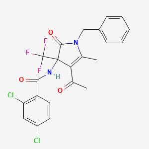 molecular formula C22H17Cl2F3N2O3 B4175630 N-[4-acetyl-1-benzyl-5-methyl-2-oxo-3-(trifluoromethyl)-2,3-dihydro-1H-pyrrol-3-yl]-2,4-dichlorobenzamide 