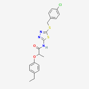 molecular formula C20H20ClN3O2S2 B4175664 N-{5-[(4-chlorobenzyl)thio]-1,3,4-thiadiazol-2-yl}-2-(4-ethylphenoxy)propanamide 
