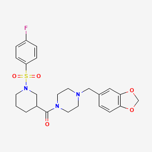 molecular formula C24H28FN3O5S B4175693 1-(1,3-benzodioxol-5-ylmethyl)-4-({1-[(4-fluorophenyl)sulfonyl]-3-piperidinyl}carbonyl)piperazine 
