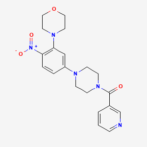 molecular formula C20H23N5O4 B4175704 4-{2-nitro-5-[4-(3-pyridinylcarbonyl)-1-piperazinyl]phenyl}morpholine 