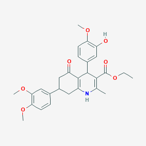 molecular formula C28H31NO7 B417571 Ethyl 7-[3,4-bis(methyloxy)phenyl]-4-[3-hydroxy-4-(methyloxy)phenyl]-2-methyl-5-oxo-1,4,5,6,7,8-hexahydroquinoline-3-carboxylate 