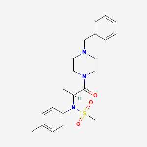 molecular formula C22H29N3O3S B4175711 N-[2-(4-benzyl-1-piperazinyl)-1-methyl-2-oxoethyl]-N-(4-methylphenyl)methanesulfonamide 