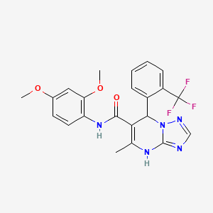 molecular formula C22H20F3N5O3 B4175723 N-(2,4-dimethoxyphenyl)-5-methyl-7-[2-(trifluoromethyl)phenyl]-4,7-dihydro[1,2,4]triazolo[1,5-a]pyrimidine-6-carboxamide 