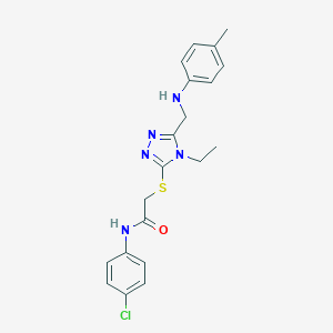 molecular formula C20H22ClN5OS B417573 N-(4-chlorophenyl)-2-[[4-ethyl-5-[(4-methylanilino)methyl]-1,2,4-triazol-3-yl]sulfanyl]acetamide 