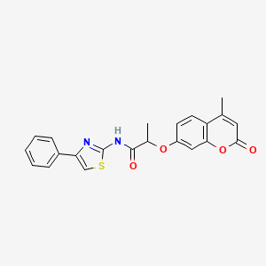 molecular formula C22H18N2O4S B4175771 2-[(4-methyl-2-oxo-2H-chromen-7-yl)oxy]-N-(4-phenyl-1,3-thiazol-2-yl)propanamide 