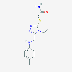molecular formula C14H19N5OS B417578 2-[4-Ethyl-5-(p-tolylamino-methyl)-4H-[1,2,4]triazol-3-ylsulfanyl]-acetamide 