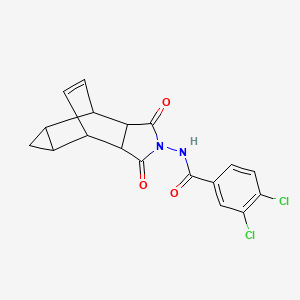 molecular formula C18H14Cl2N2O3 B4175780 3,4-dichloro-N-(3,5-dioxo-4-azatetracyclo[5.3.2.0~2,6~.0~8,10~]dodec-11-en-4-yl)benzamide 