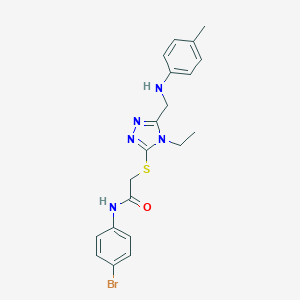 molecular formula C20H22BrN5OS B417579 N-(4-bromophenyl)-2-[(4-ethyl-5-{[(4-methylphenyl)amino]methyl}-4H-1,2,4-triazol-3-yl)sulfanyl]acetamide 