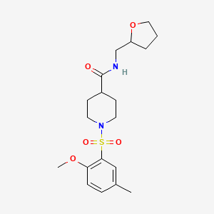 molecular formula C19H28N2O5S B4175806 1-[(2-methoxy-5-methylphenyl)sulfonyl]-N-(tetrahydro-2-furanylmethyl)-4-piperidinecarboxamide 