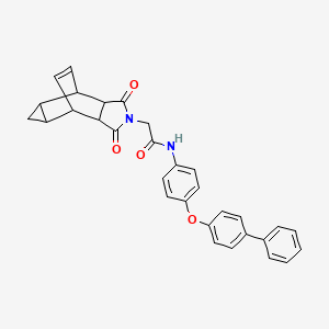 molecular formula C31H26N2O4 B4175836 N-[4-(4-biphenylyloxy)phenyl]-2-(3,5-dioxo-4-azatetracyclo[5.3.2.0~2,6~.0~8,10~]dodec-11-en-4-yl)acetamide 
