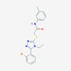 molecular formula C19H19BrN4OS B417586 2-{[5-(2-bromophenyl)-4-ethyl-4H-1,2,4-triazol-3-yl]sulfanyl}-N-(3-methylphenyl)acetamide 